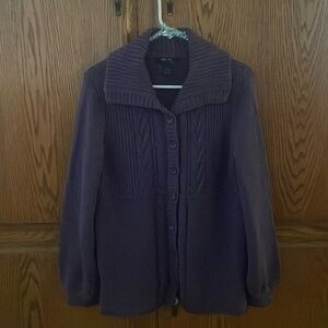 Purple cardigan sweater